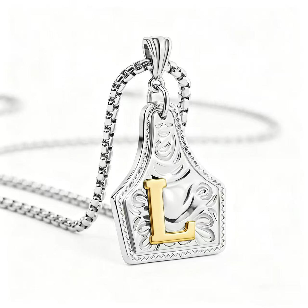Exquisite Halskette mit geprägtem Buchstabenanhänger in Gold und Silber - Silber - L - image 41