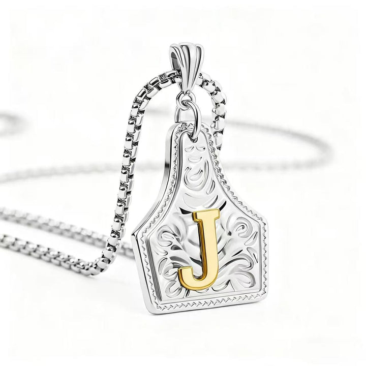 Exquisite Halskette mit geprägtem Buchstabenanhänger in Gold und Silber - Silber - J - image 39