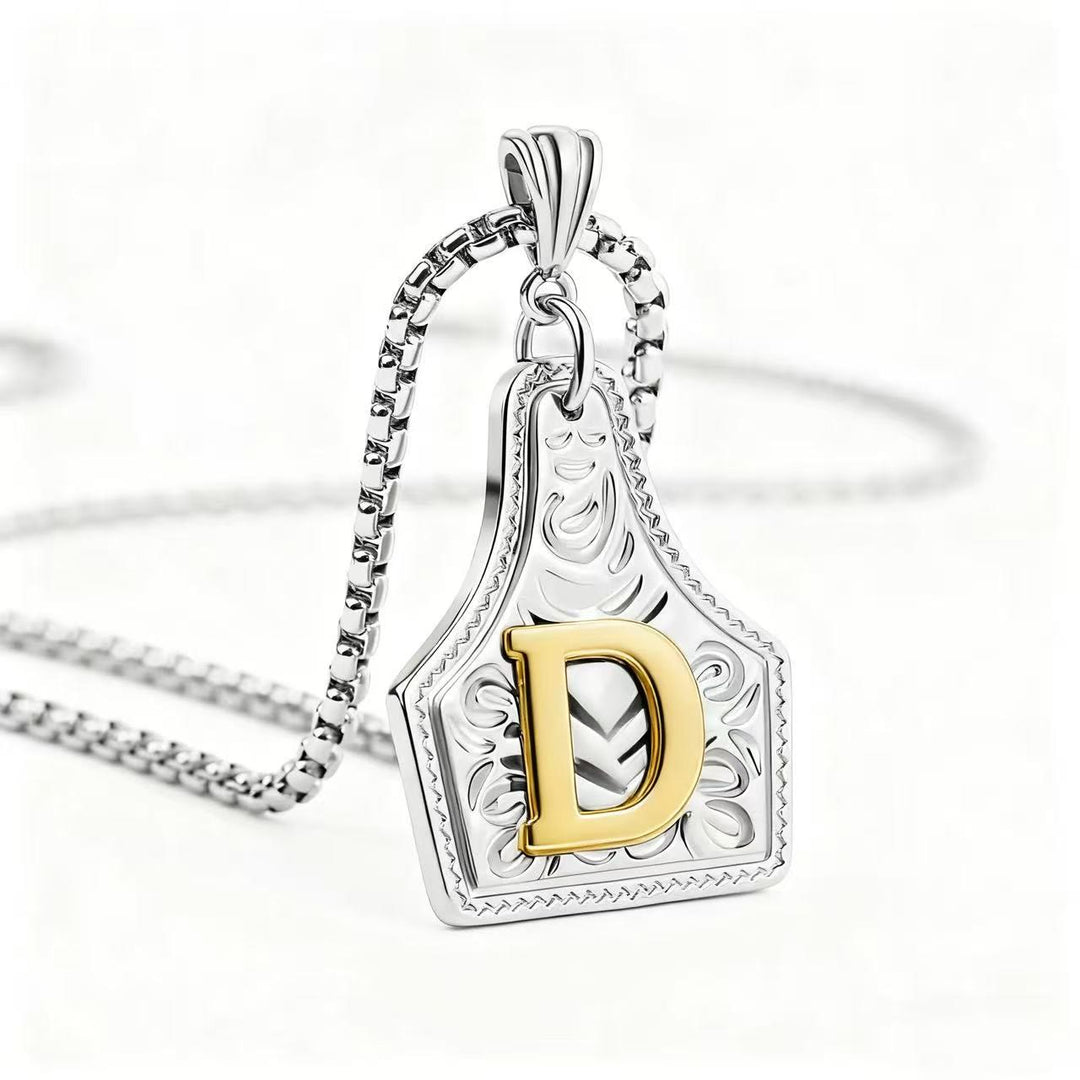 Exquisite Halskette mit geprägtem Buchstabenanhänger in Gold und Silber - Silber - D - image 33