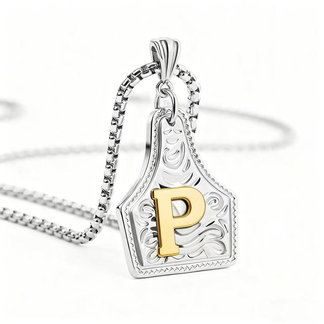 Exquisite Halskette mit geprägtem Buchstabenanhänger in Gold und Silber - Silber - P - image 45