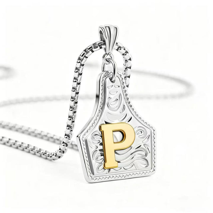 Exquisite Halskette mit geprägtem Buchstabenanhänger in Gold und Silber - Silber - P - image 45