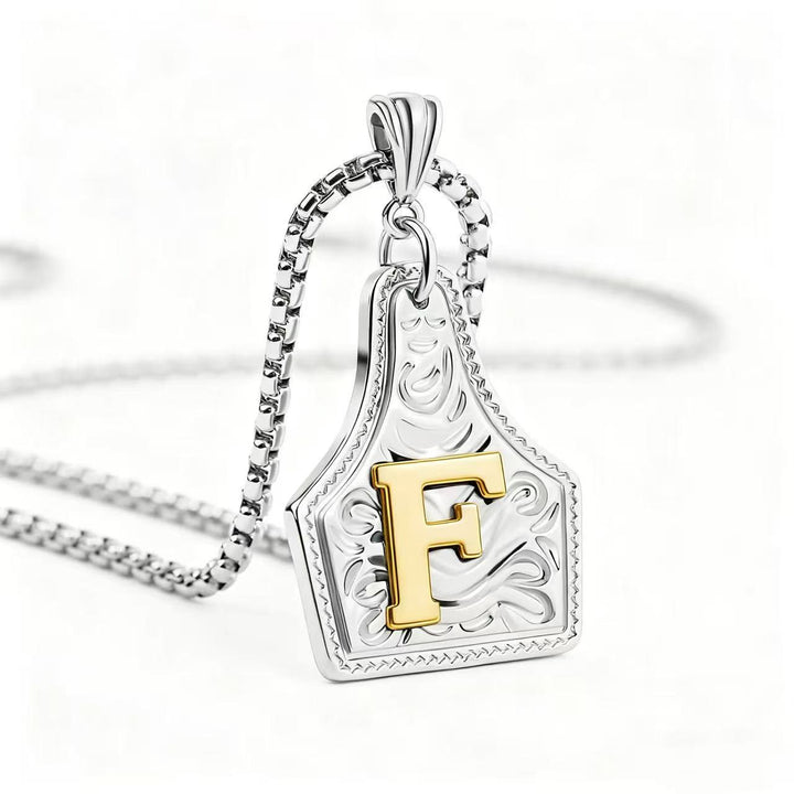 Exquisite Halskette mit geprägtem Buchstabenanhänger in Gold und Silber - Silber - F - image 35