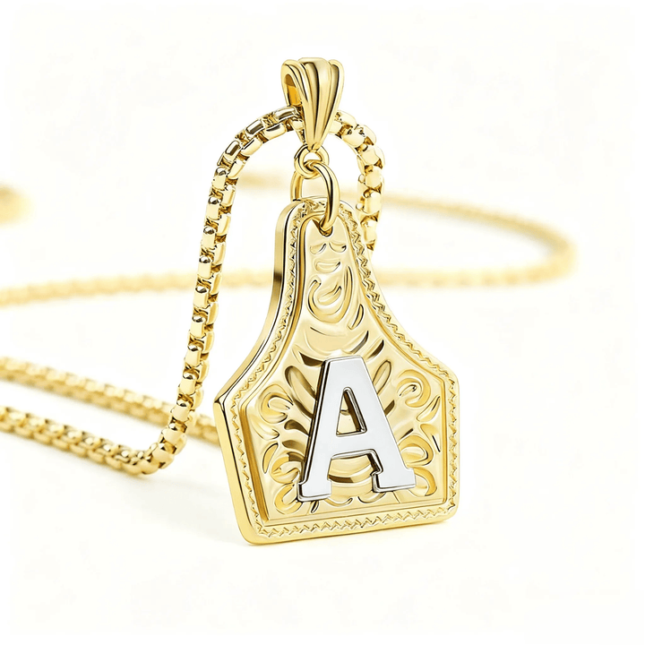 Exquisite Halskette mit geprägtem Buchstabenanhänger in Gold und Silber - Golden - A - image 0
