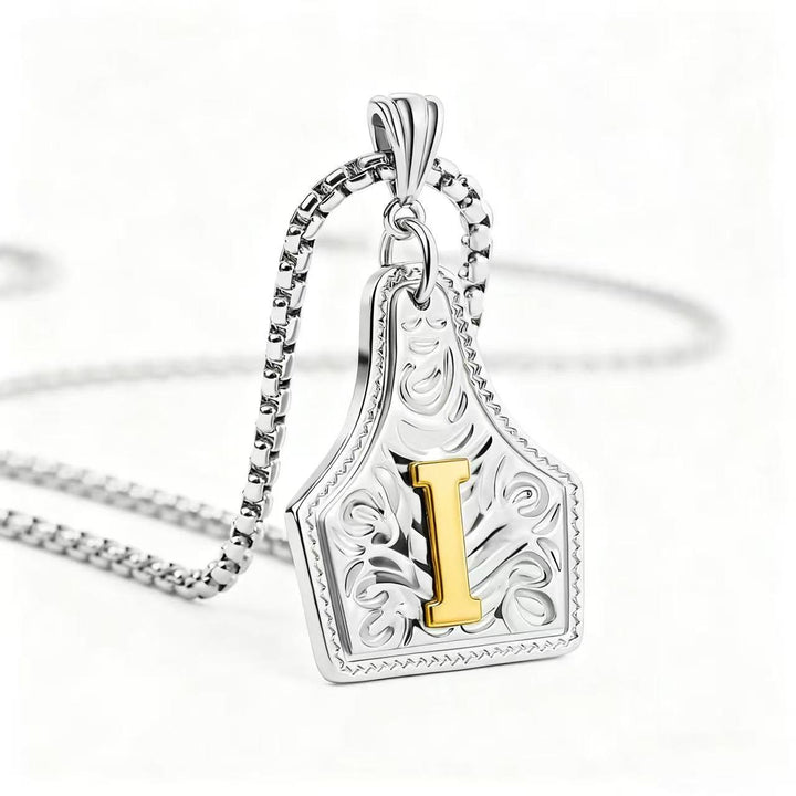 Exquisite Halskette mit geprägtem Buchstabenanhänger in Gold und Silber - Silber - ICH - image 38