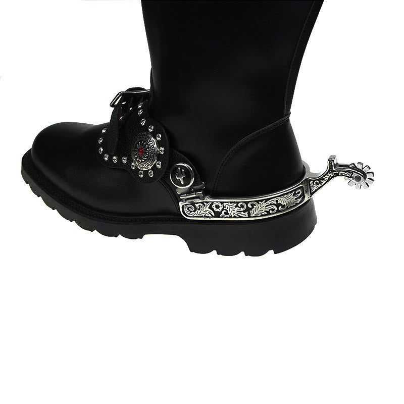 Silbernes schwarzes Muster Western Cowboy Sporen mit Ausrüstung - image 2