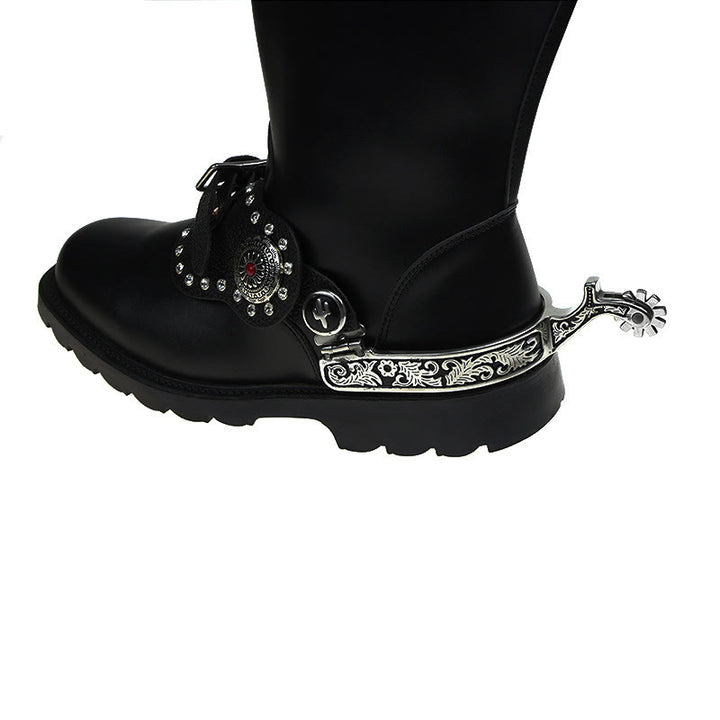 Silbernes schwarzes Muster Western Cowboy Sporen mit Ausrüstung - image 2