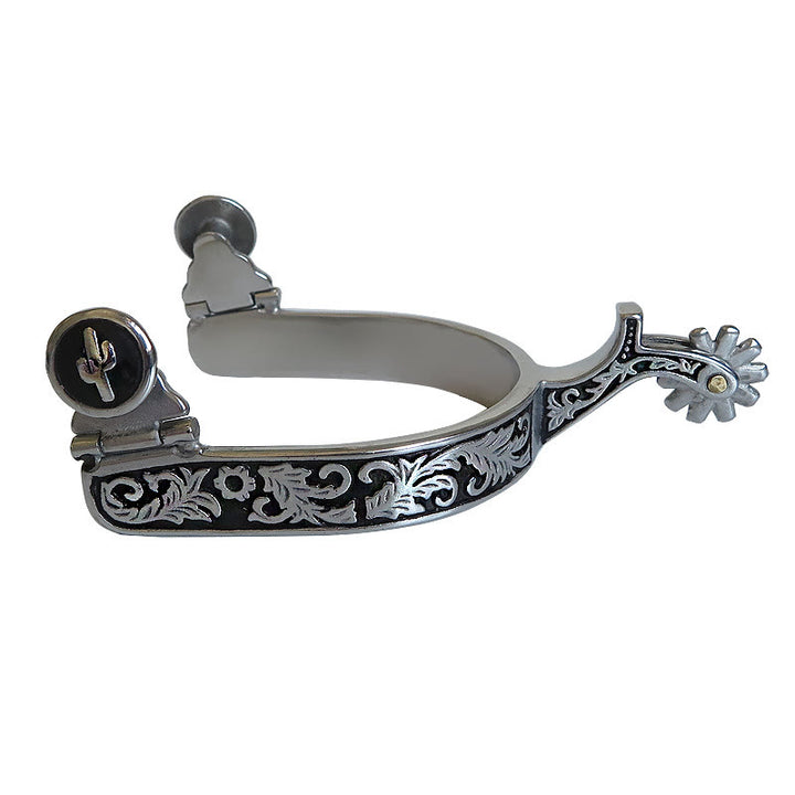 Silbernes schwarzes Muster Western Cowboy Sporen mit Ausrüstung - Silber und Schwarz - image 0
