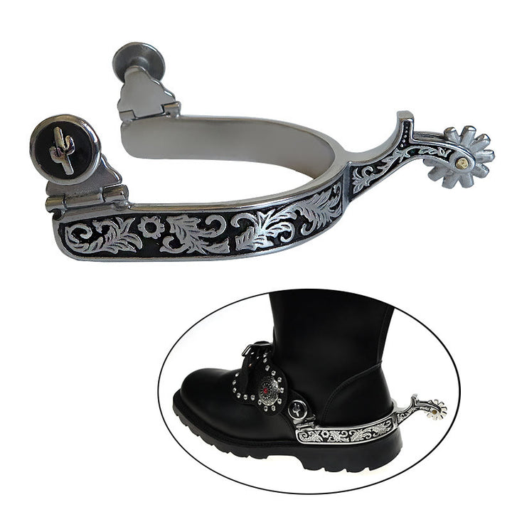 Silbernes schwarzes Muster Western Cowboy Sporen mit Ausrüstung - image 1