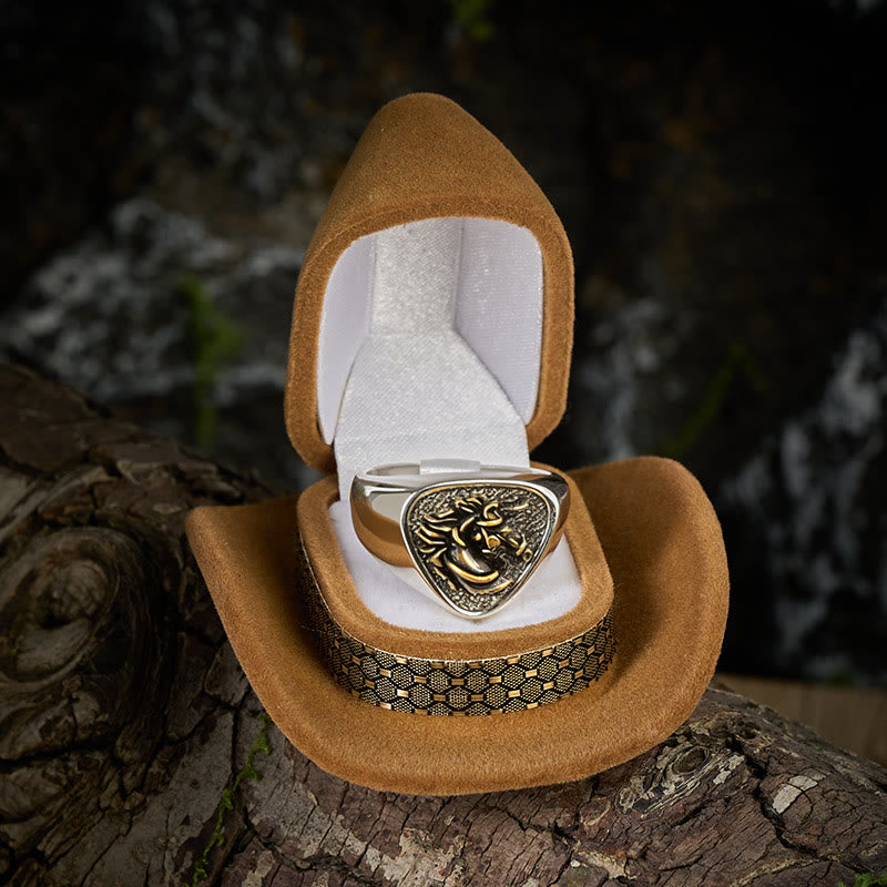 Exquisiter 3D-Pferdekopfring im Vintage-Western-Stil - image 2
