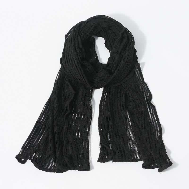 Eleganter Strickschal mit ausgehöhltem Design - Schwarz - image 5