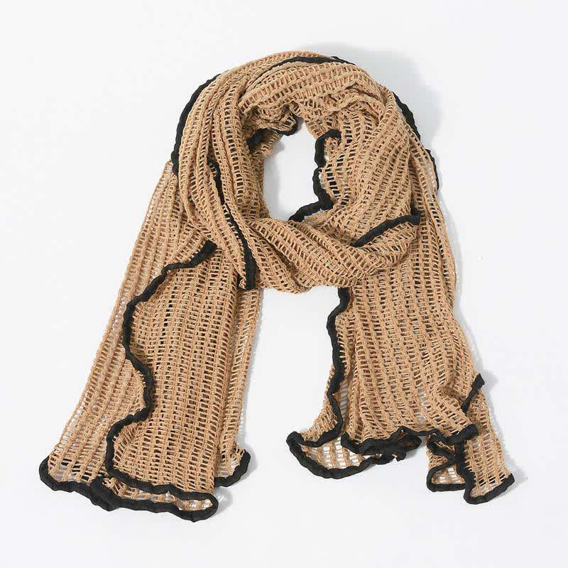 Eleganter Strickschal mit ausgehöhltem Design - Khaki - image 8