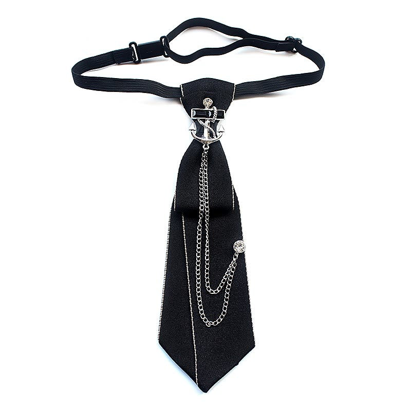 Vorgebundene Unisex-Krawatte mit Schiffsanker und verstellbarem Band - Schwarz - image 5