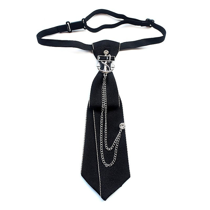 Vorgebundene Unisex-Krawatte mit Schiffsanker und verstellbarem Band - Schwarz - image 5