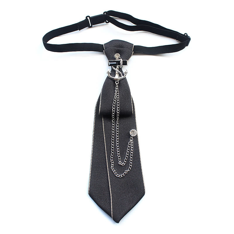Vorgebundene Unisex-Krawatte mit Schiffsanker und verstellbarem Band - Grau - image 6