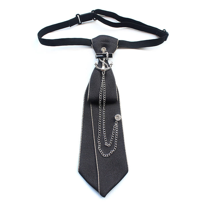 Vorgebundene Unisex-Krawatte mit Schiffsanker und verstellbarem Band - Grau - image 6