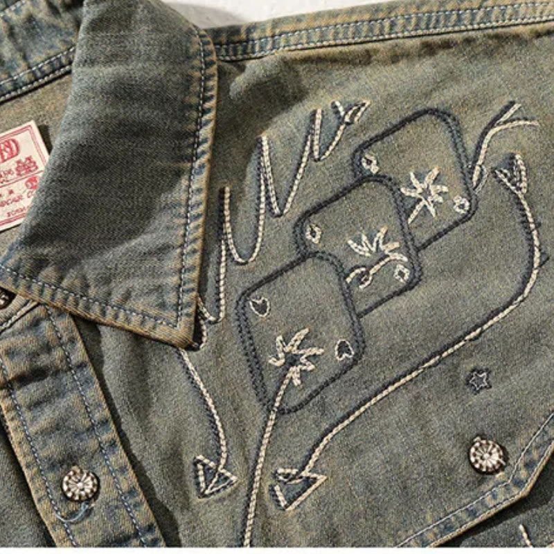 Gambler – Besticktes Western-Cowboyhemd aus gewaschenem Denim - image 7