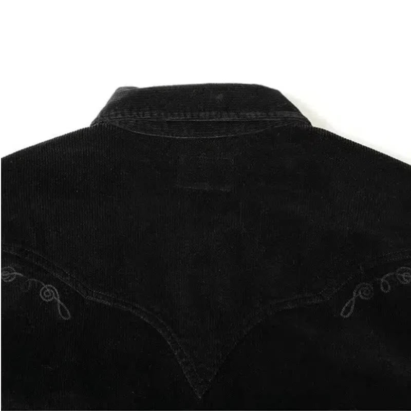 Schwarzes Western-Cowboyhemd aus Cord mit Stickerei - image 5