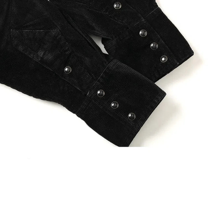 Schwarzes Western-Cowboyhemd aus Cord mit Stickerei - image 6