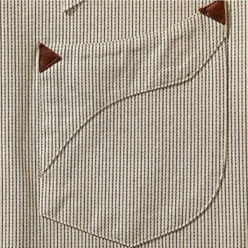 Vintage Beige Gewebtes Streifen Western Cowboy Hemd - image 5