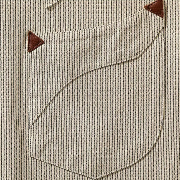 Vintage Beige Gewebtes Streifen Western Cowboy Hemd - image 5