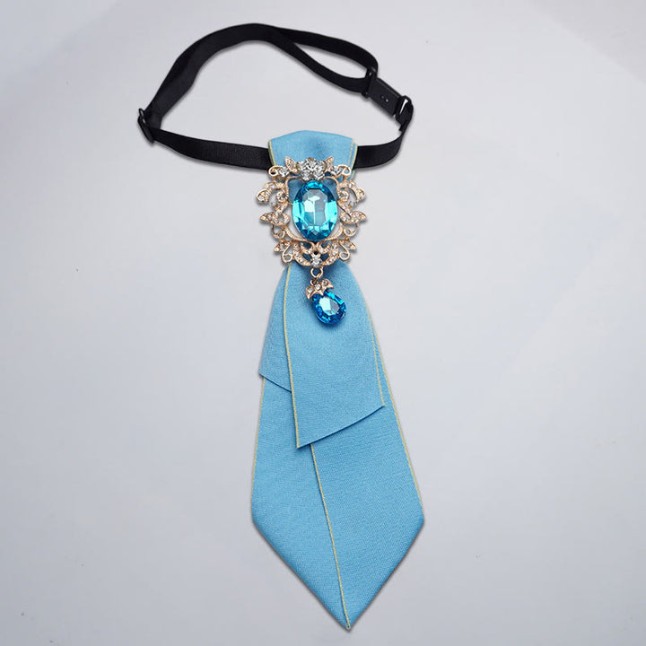 Verstellbare einfarbige Damenkrawatte mit Kristalldiamanten - Blau - image 3