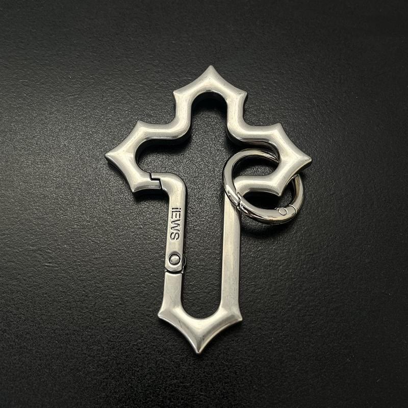 Schlüsselanhänger aus Kreuzlegierung mit ausgehöhltem Design und Ring - Antik Silber - image 3