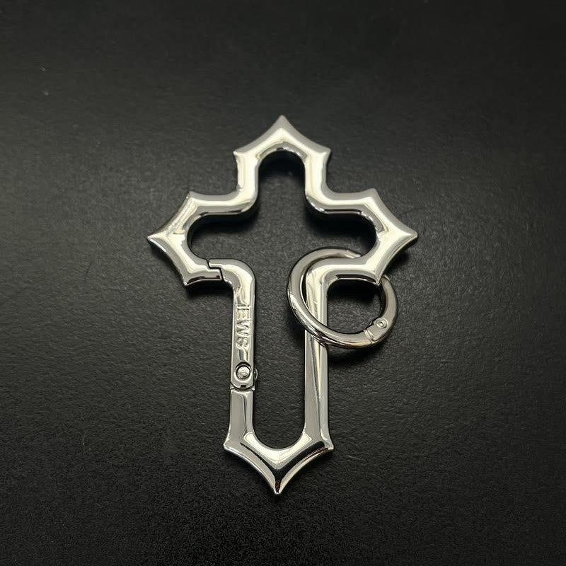 Schlüsselanhänger aus Kreuzlegierung mit ausgehöhltem Design und Ring - Silber - image 2