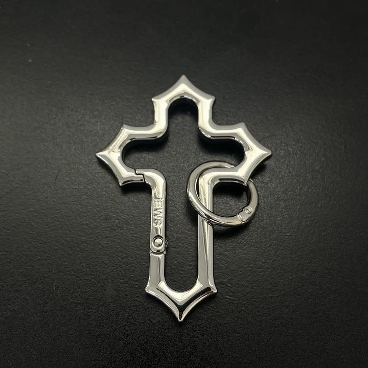 Schlüsselanhänger aus Kreuzlegierung mit ausgehöhltem Design und Ring - Silber - image 2