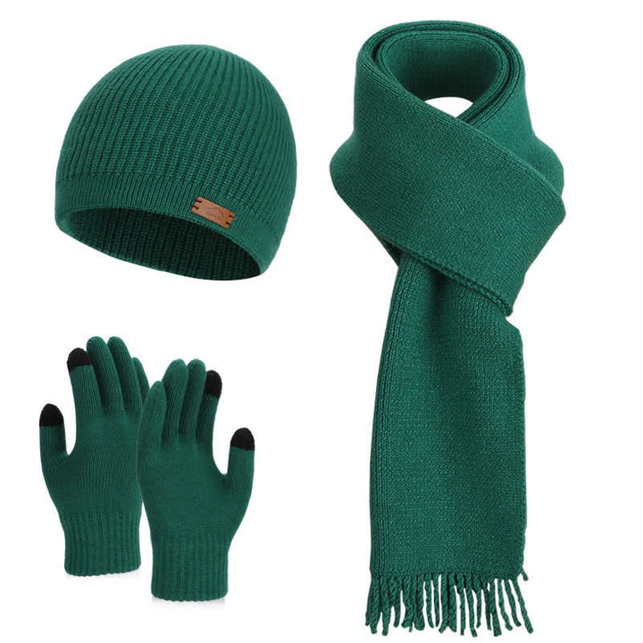 3-teiliges Set aus einfarbiger Strickmütze, Mütze, Schal und Handschuhen - Grün - Einstellbar (21 5/8"-23 5/8") - image 15