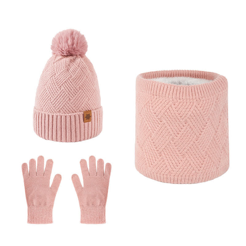 3-teiliges Set mit Mütze, Halsmanschette und Handschuhen mit Webmuster - Rosa - Einstellbar (21 1/4"-22 7/8") - image 16