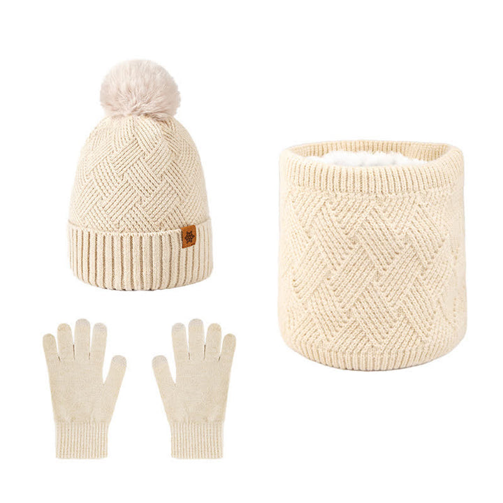 3-teiliges Set mit Mütze, Halsmanschette und Handschuhen mit Webmuster - Beige - Einstellbar (21 1/4"-22 7/8") - image 12