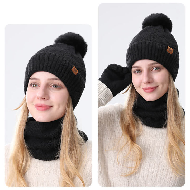 3-teiliges Set mit Mütze, Halsmanschette und Handschuhen mit Webmuster - image 9