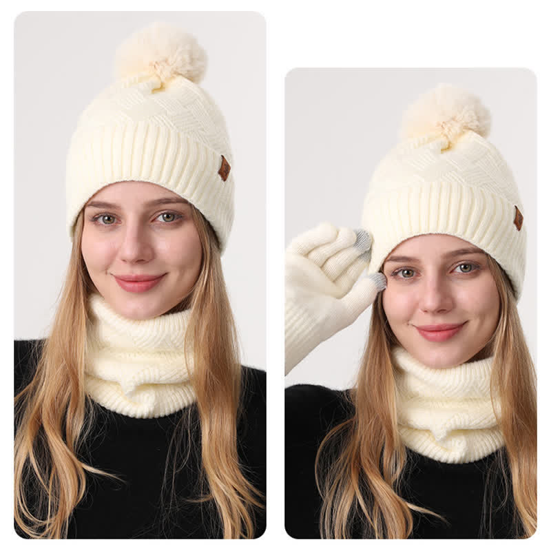 3-teiliges Set mit Mütze, Halsmanschette und Handschuhen mit Webmuster - image 19