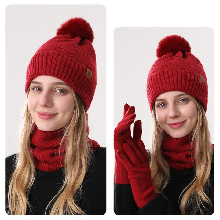 3-teiliges Set mit Mütze, Halsmanschette und Handschuhen mit Webmuster - image 11