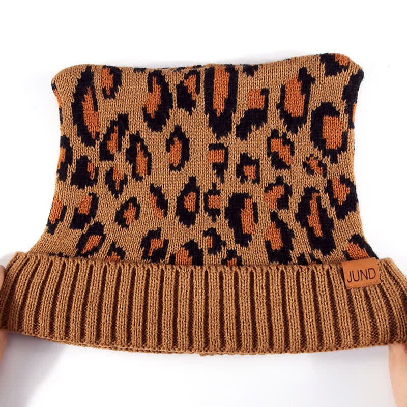 3-teiliges Set mit Mütze, Schal und Handschuhen mit Leopardenmuster und Katzenohren - image 6