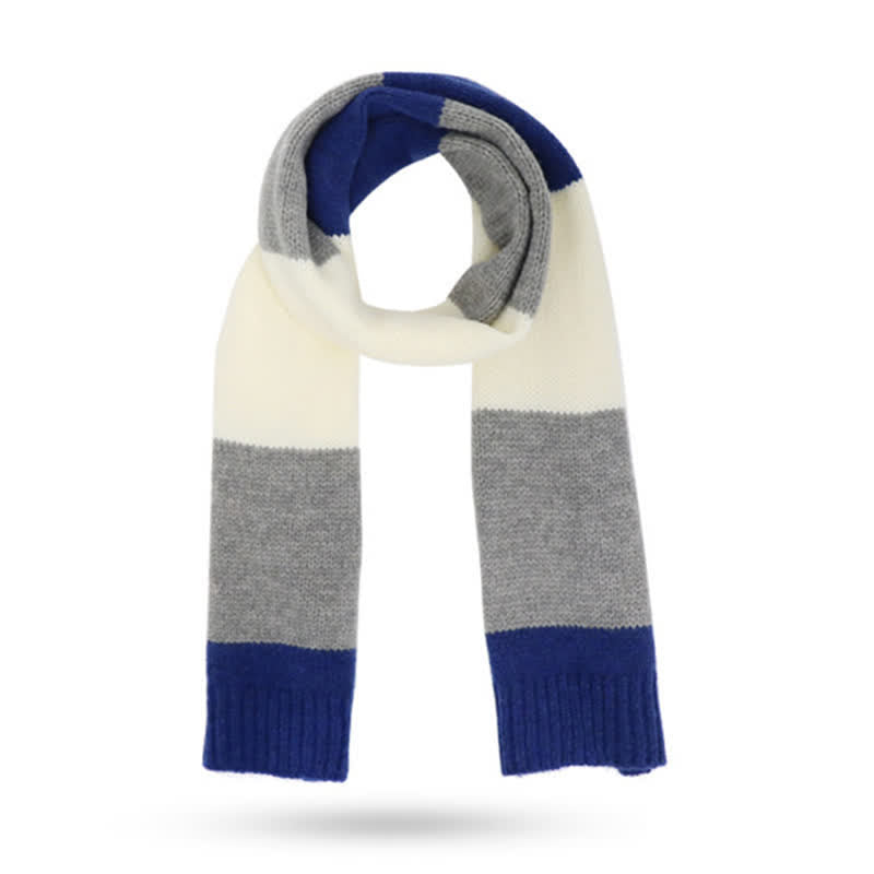 3-teiliges Set mit warmer Mütze, Schal und Handschuhen in dreifarbigem Blockdesign - image 5