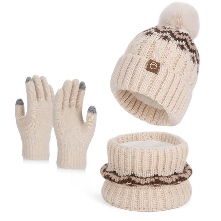 3-teiliges Set mit Mütze, Halstuch und Handschuhen im minimalistischen Stil - Beige - Einstellbar (21 1/4"-22 7/8") - image 12