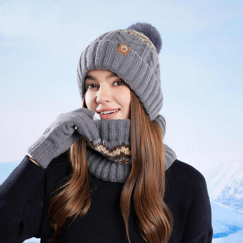 3-teiliges Set mit Mütze, Halstuch und Handschuhen im minimalistischen Stil - image 9