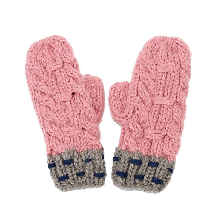 3-teiliges Set mit Mütze, Schal und Handschuhen im trendigen Liniendesign und Farbblockierung - image 9