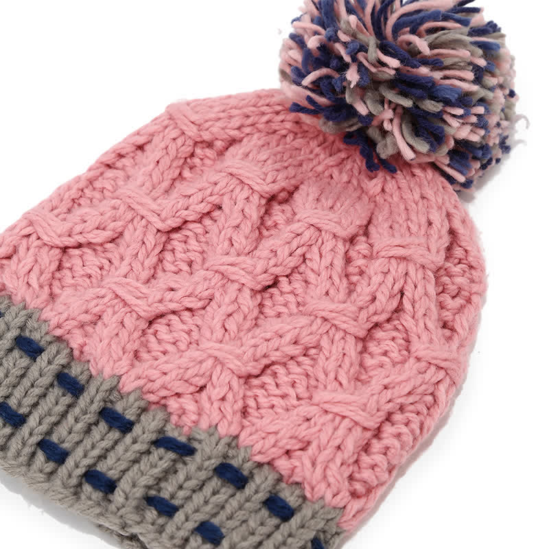 3-teiliges Set mit Mütze, Schal und Handschuhen im trendigen Liniendesign und Farbblockierung - image 6