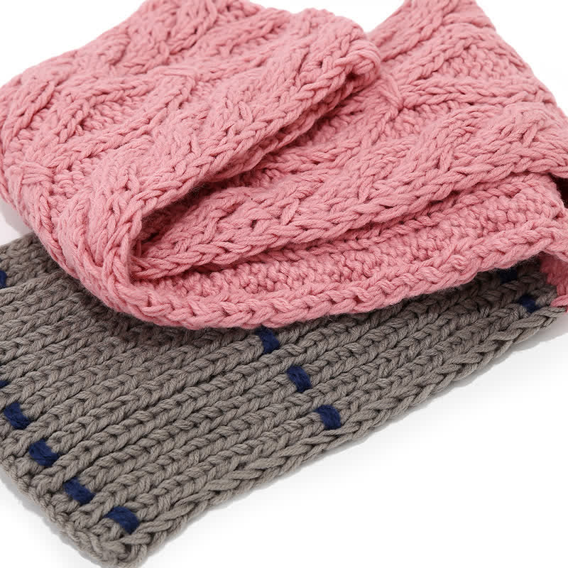 3-teiliges Set mit Mütze, Schal und Handschuhen im trendigen Liniendesign und Farbblockierung - image 8