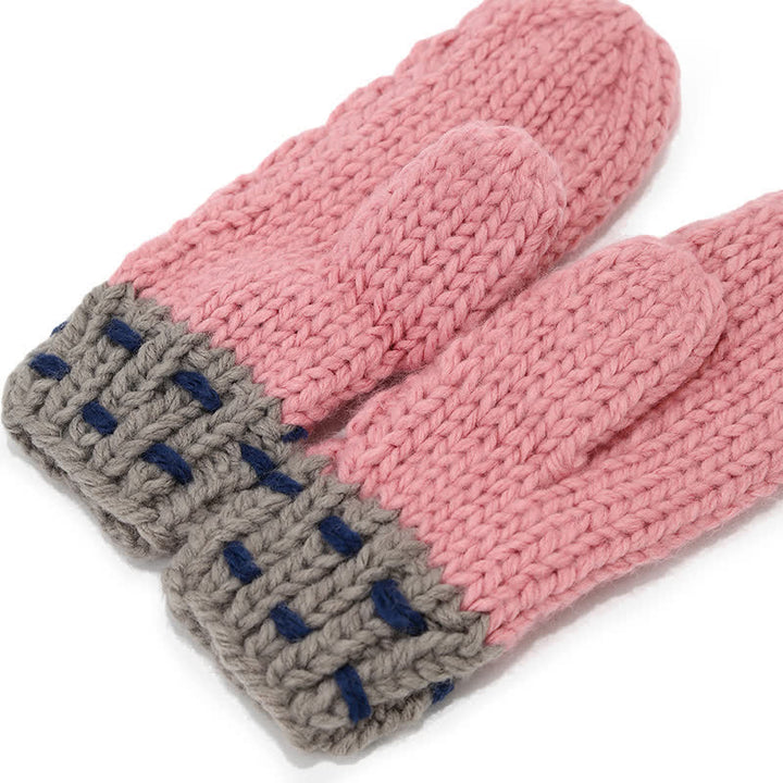 3-teiliges Set mit Mütze, Schal und Handschuhen im trendigen Liniendesign und Farbblockierung - image 10