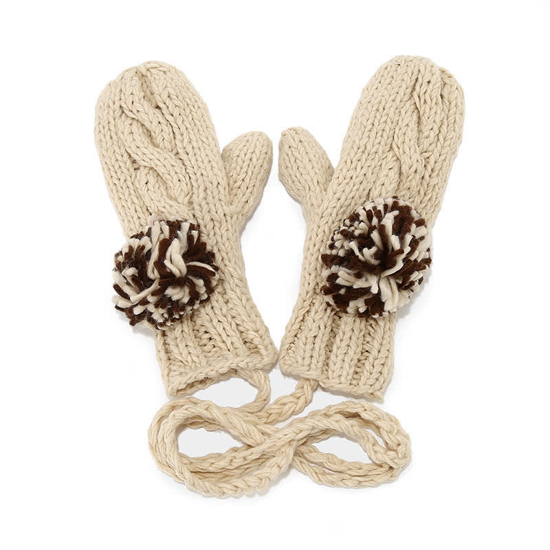 3-teiliges Set aus Mütze, Schal und Handschuhen im Twist-Design mit Bommel - image 12