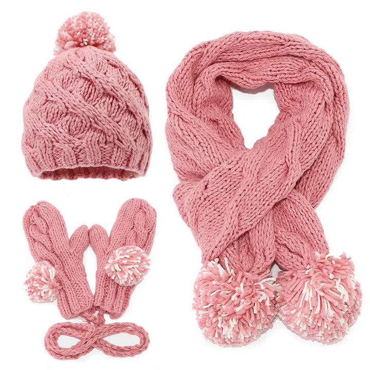 3-teiliges Set aus Mütze, Schal und Handschuhen im Twist-Design mit Bommel - Rosa - Einstellbar (21 1/4"-22 7/8") - image 14