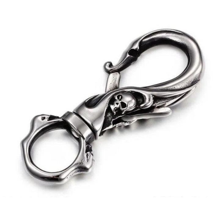 Silberner exquisiter Schlüsselanhänger aus Edelstahl mit Totenkopf - image 4