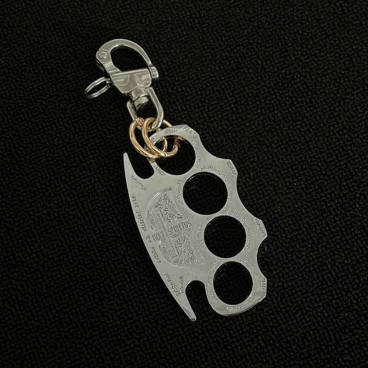 Silberner Selbstverteidigungs-Schlagring mit Doppelring-Schlüsselanhänger - image 2