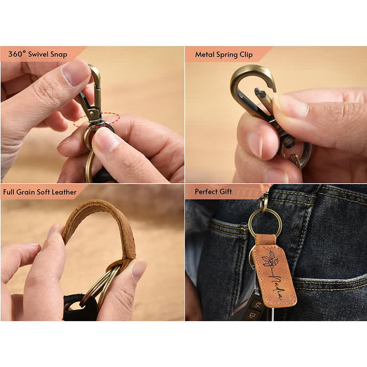 Cutsom Gravur Personalisierter Geschenk-Leder-Schlüsselanhänger - image 6