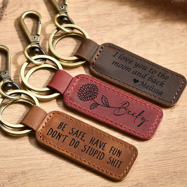 Cutsom Gravur Personalisierter Geschenk-Leder-Schlüsselanhänger - image 7