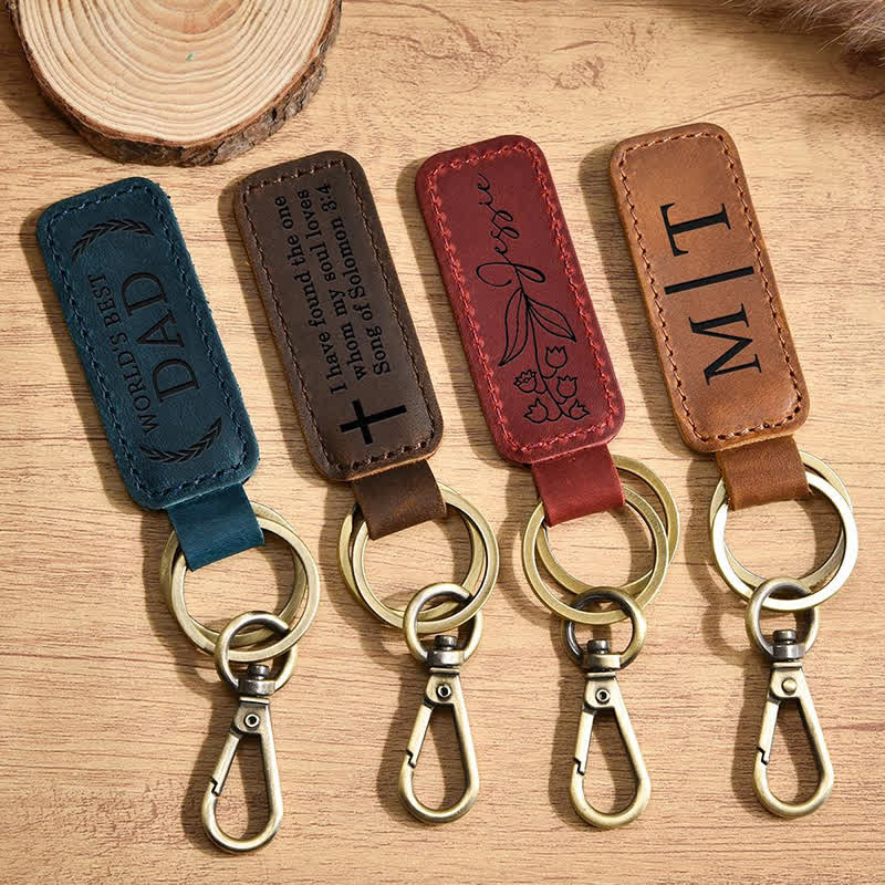 Cutsom Gravur Personalisierter Geschenk-Leder-Schlüsselanhänger - image 9