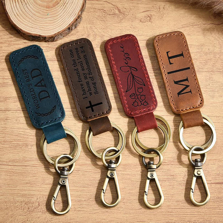 Cutsom Gravur Personalisierter Geschenk-Leder-Schlüsselanhänger - image 9